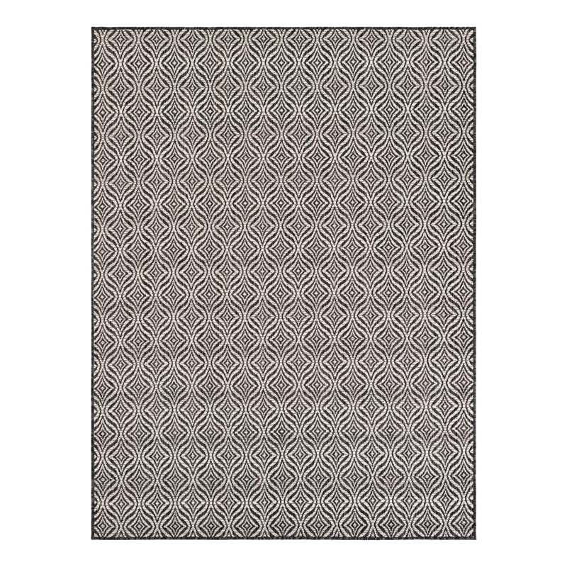 Tapis gris anthracite / ivoire Alishba, Rectangle 5 pi 3 po x 7 pi 1 po