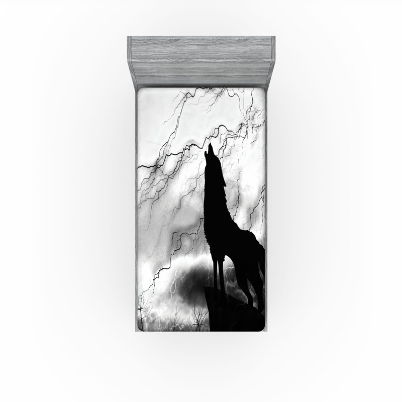 Ensemble de 2 draps-housse Ambesonne Wolf, Drap-housse de taille simple