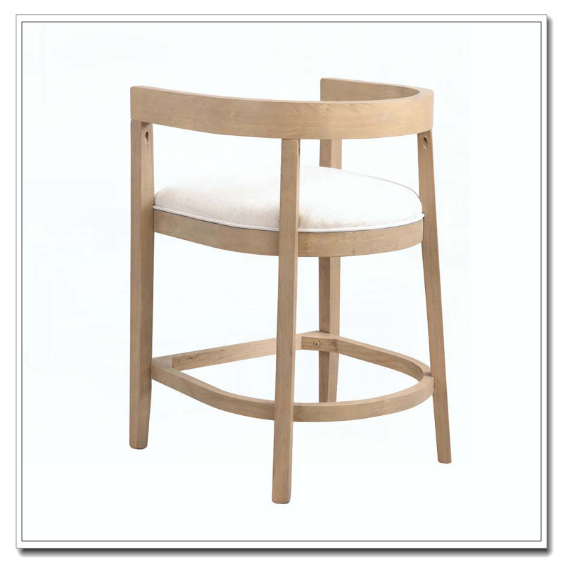 Tabouret de comptoir en bois d'hévéa, Chêne
