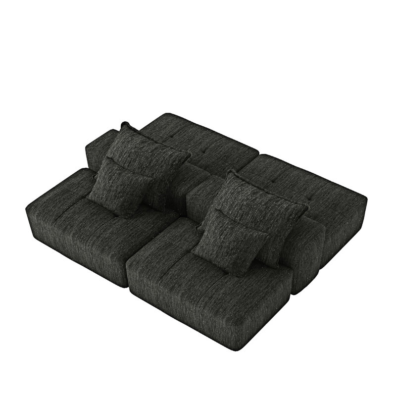 Canapé modulaire modulaire avec repose-pieds, Noir