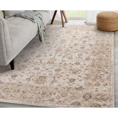 Tapis oriental élégant beige ivoire Elegant
