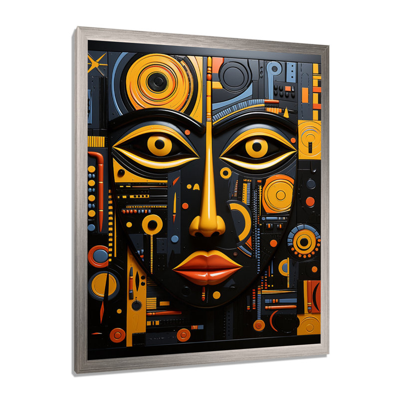 «Lashonne African Tribal Rhythms II», art africain sur toile, H 40 po x l 30 po, Cadre photo unique, Argent argent