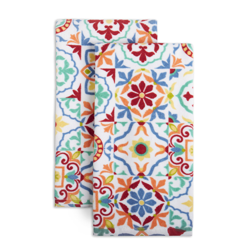 Ensemble de serviettes de cuisine Fiesta Worn Tiles, Orange
