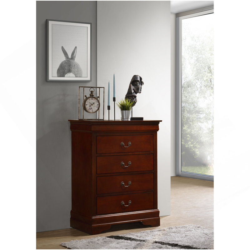 Commode 4 tiroirs Louis Phillipe G3100-BC, cerise, Cerisier