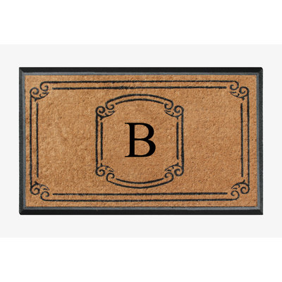 Fabrizia Natural Coir Monogrammed 48" x 30" Non-Slip Outdoor Door Mat