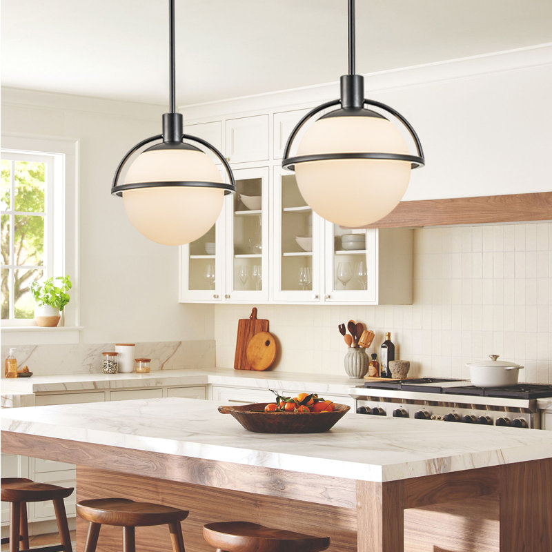 Ensemble de 2 luminaires suspendus 1 lumière à intensité variable Chaviano, Noir mat