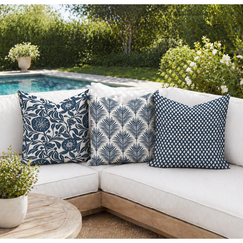 Housse de coussin d'extérieur bleu marine, Carré 15 po