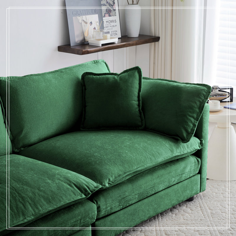 Canapé en chenille 35,04 po Holdrege, Chenille verte