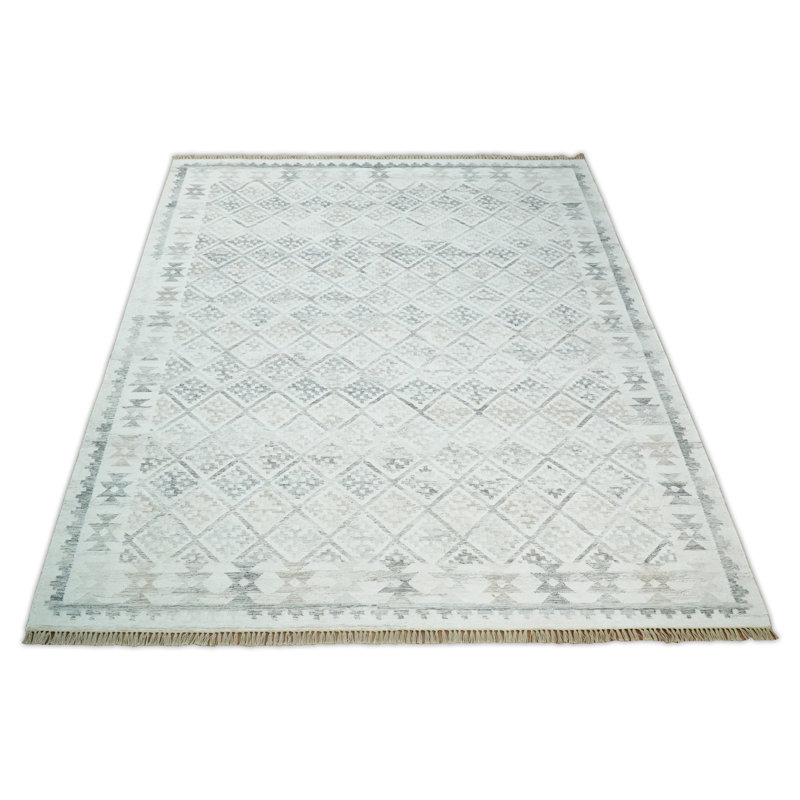Tapis oriental gris / ivoire fait à la main Oriental, Rectangle 4 pi x 6 pi