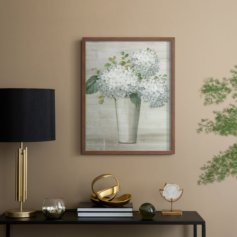 Simply Hydrangeas I Framed Print - Solid Wood, Walnut, 11" H x 9" W