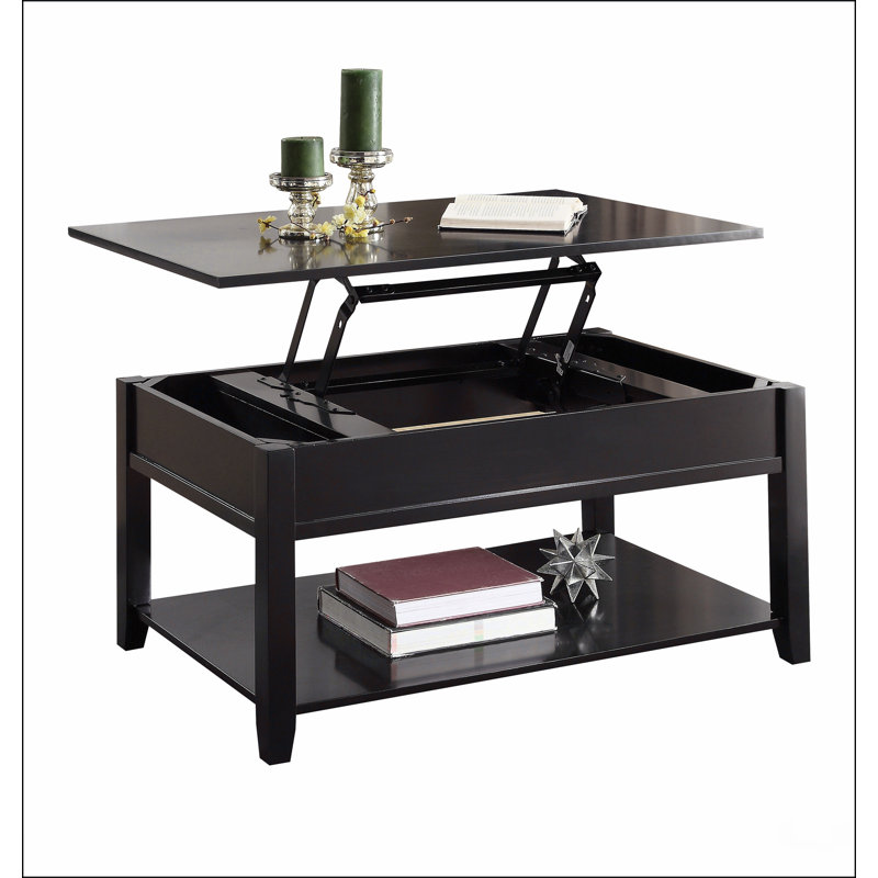 Table basse noire avec plateau relevable