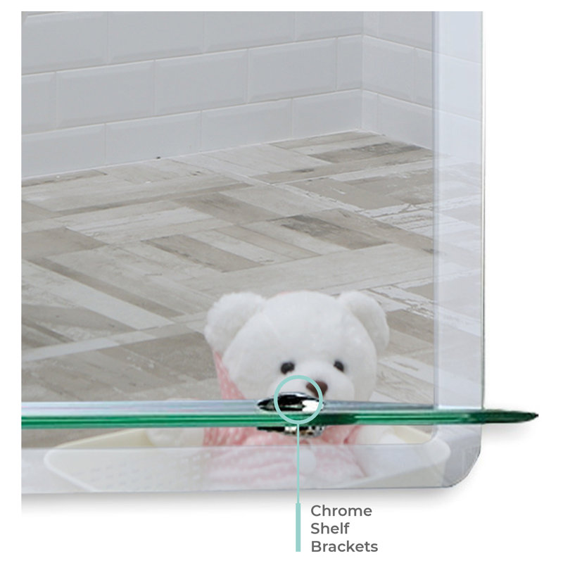 Selders Flat Wall Mirror with Shelves, 70cm x 50cm