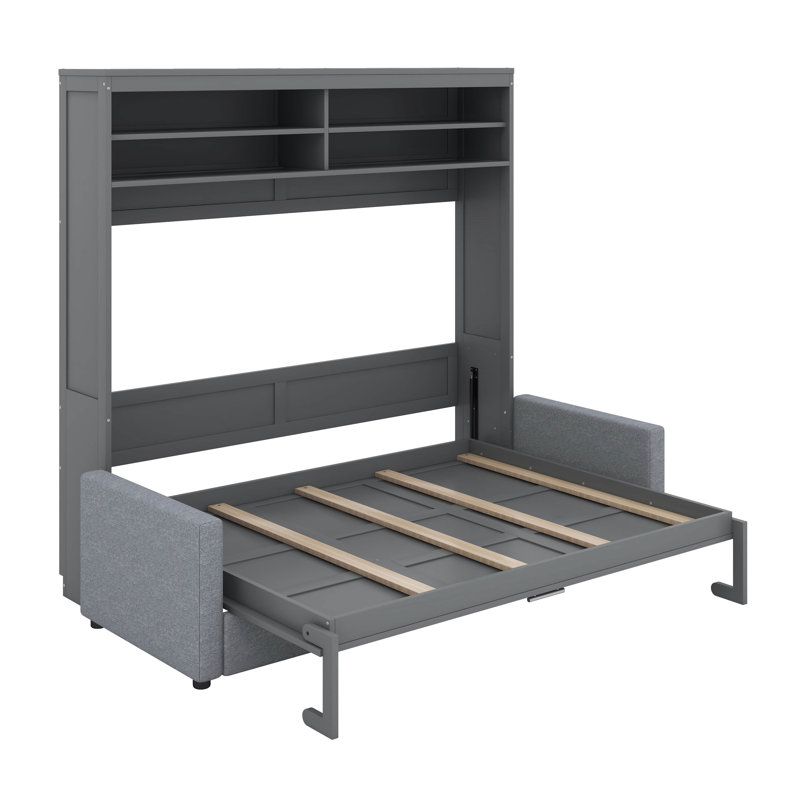 Grand lit escamotable mural avec canapé Crosson, Gris
