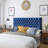 Queen Size Navy Blue Velvet Headboard, Contemporary Design, Button Diamond Stitch Upholstery, Adjustable Legs Headboard For Bed, Adjustable, Bedroom