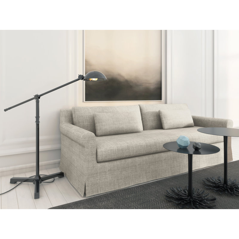 Ludlow Rolled-Arm Skirted Loveseat, Plush Velvet Blue Print, 34" H x 72" W x 38" D, Dark Brown