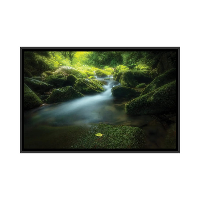 Green Stone by Bingo Z - Floater Frame Print on Canvas