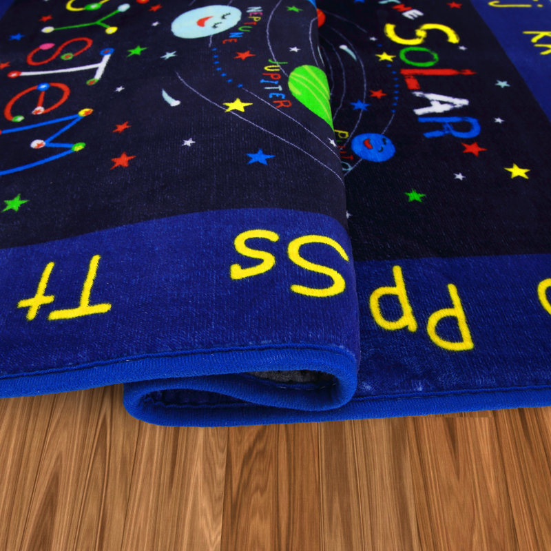 Kids Rug, ABC Alphabet Stars Nursery Rugs Outer Space Galaxy Planets Carpet Solar System Rug for Kids Educational Learning Carpet