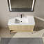 Meuble-lavabo 48 po avec lavabo simple en résine et armoire moderne à 3 portes de couleur chêne