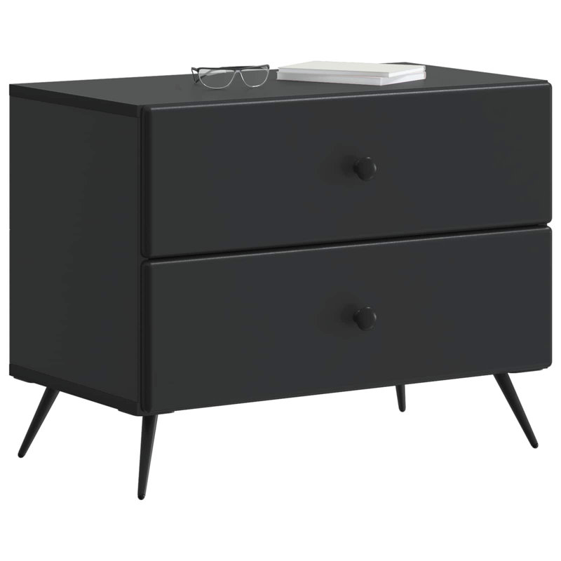 62cm W Manufactured Wood Bedside Table, Black