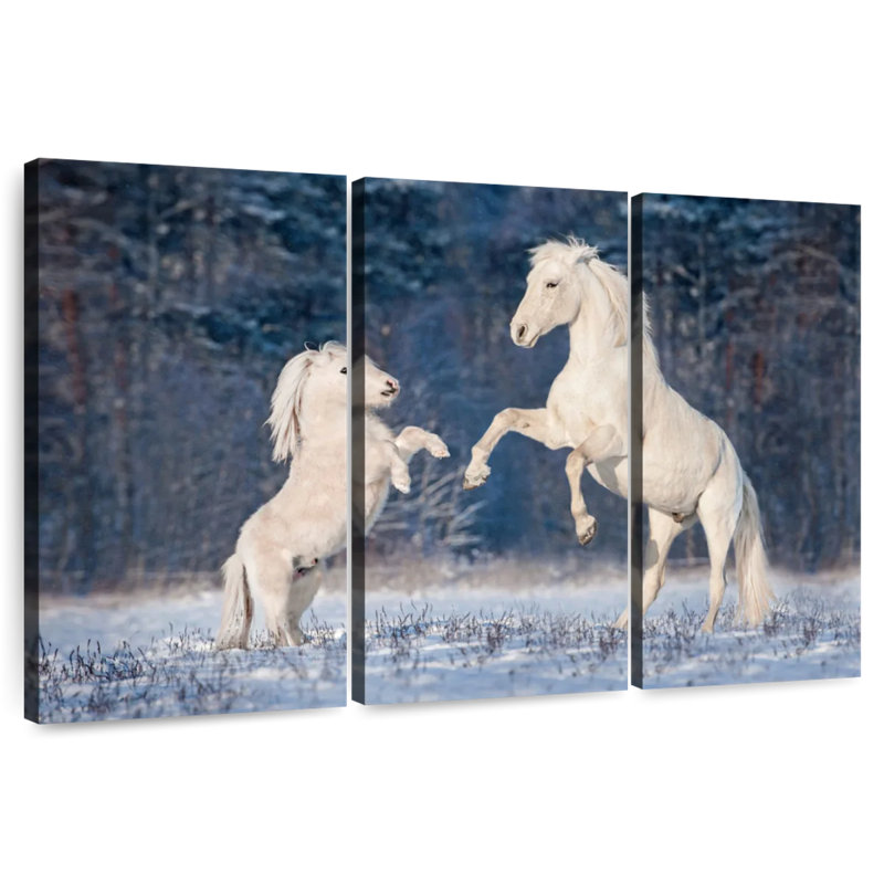 Brampt Winter White Horses, 32" H x 50" W