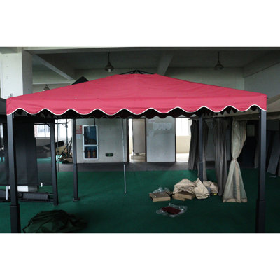 Auvent de remplacement pour abri de jardin rouge 10 x 10 pi. Tissu avec protection hydrofuge. Filet de toit à deux niveaux et trous de drainage pour le dessus de patio extérieur intrigant. Tissu. Drain d'activité