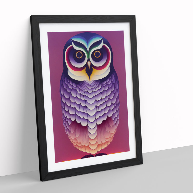 Adventurous Owl Abstract - Wall Art, Black Framed, 66cm H x 48cm W