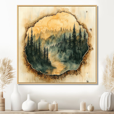 «Greamly Wooden River Into The Pine Wood Forest», art mural forêt