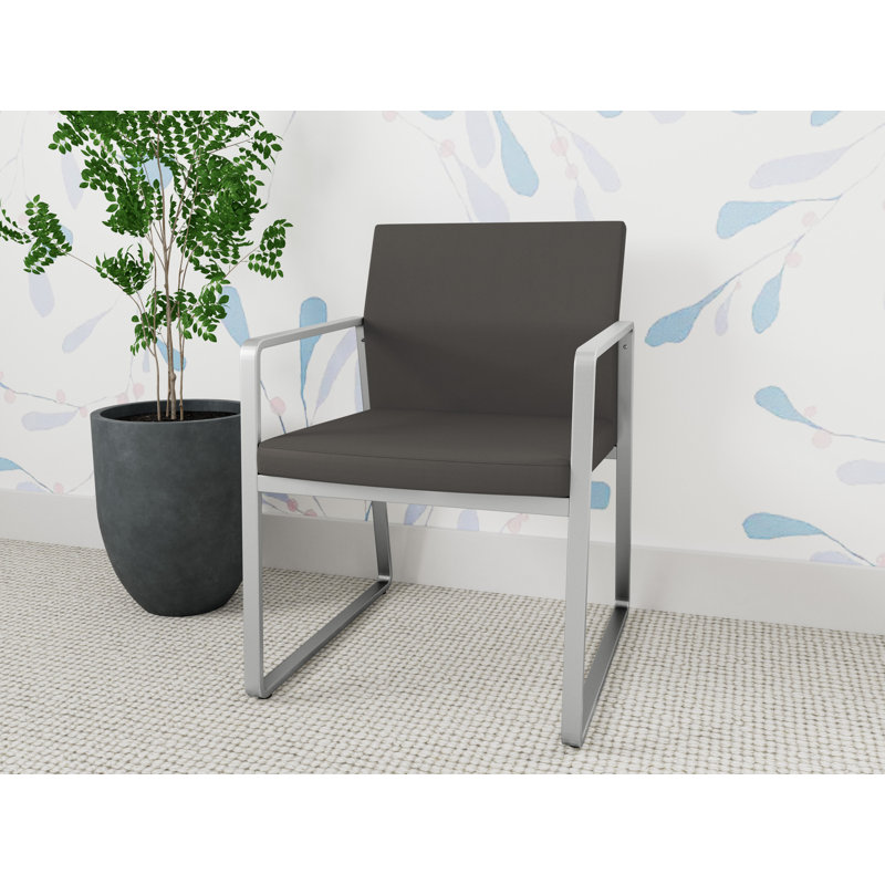 Chaise d'invité Gansett, Argent, Vinyle gris anthracite Patriot Plus