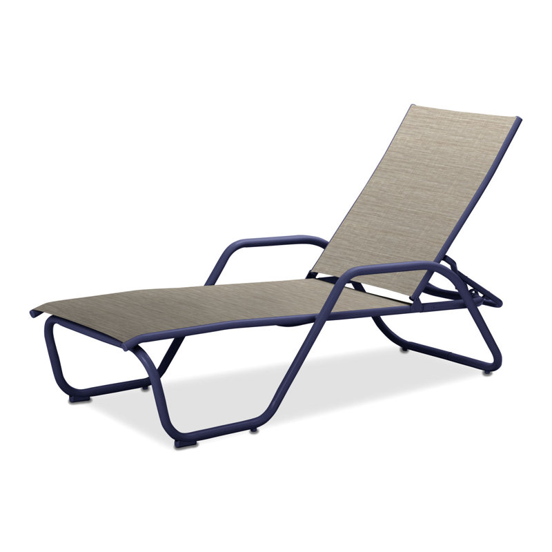 Outdoor Rust-Resistant Metal Chaise Lounge, Bristol Taupe Sunbrella®, Textured Desert