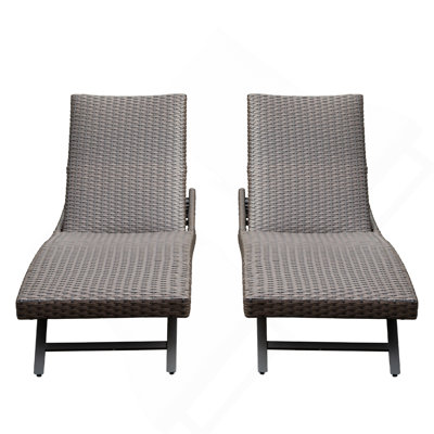 Chaise longue d'extérieur en osier 2 pièces