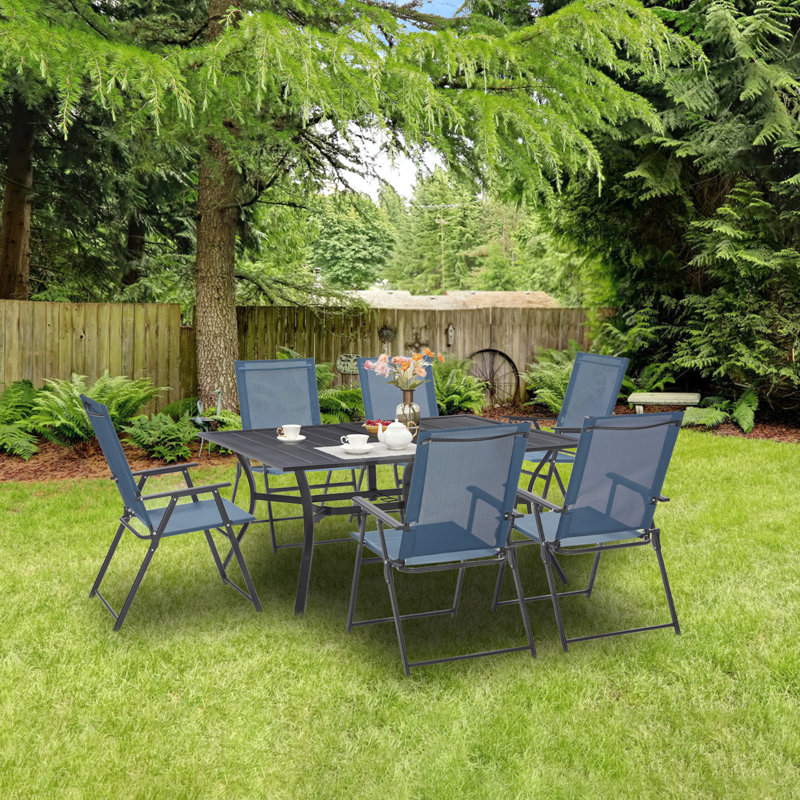 Ensemble de salle à manger rectangulaire pour 6 personnes 38 po Reanna, Bleu marine, H 28 po x l 60 po x P 38 po