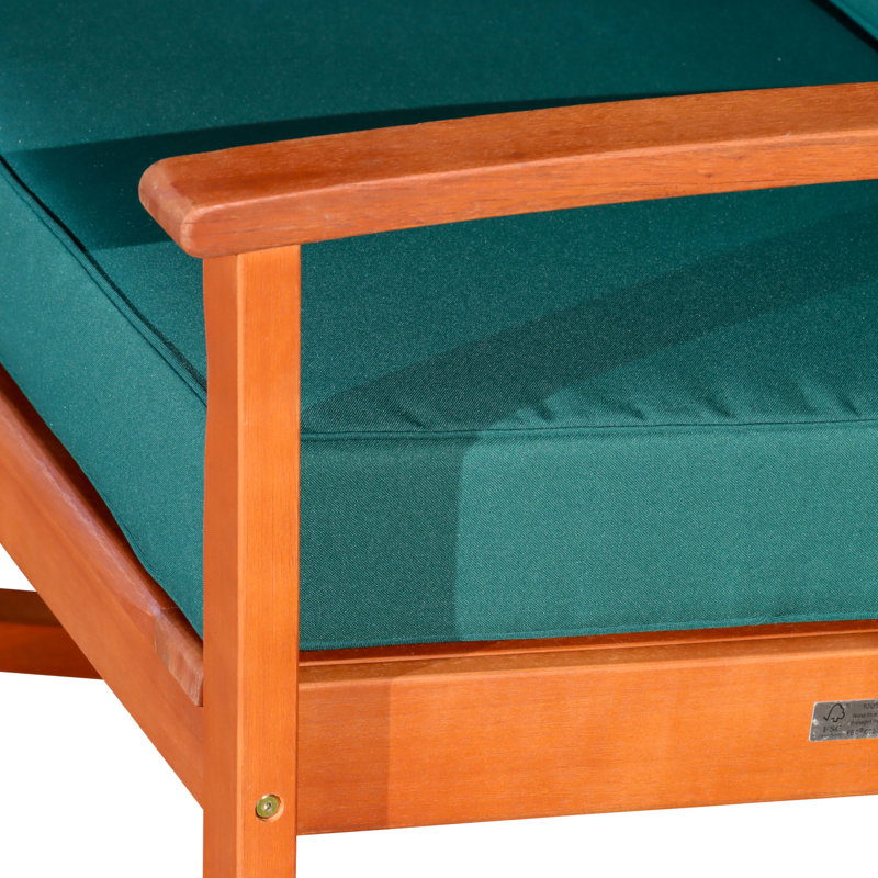 Chaise berçante en eucalyptus avec coussins, Vert foncé, À l'huile