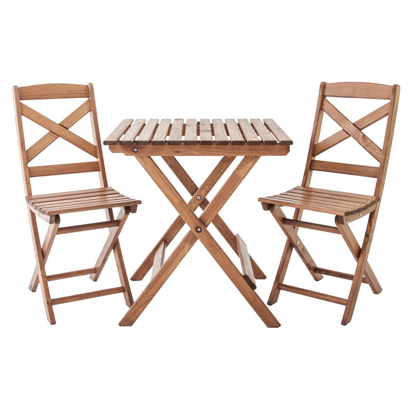 Arlott 2 - Person Wood Patio Dining Set with Square Table, Honey