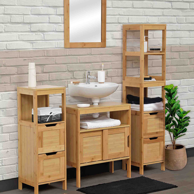 Mahe Bamboo and MDF Free-Standing Toilet Paper Holder Cabinet