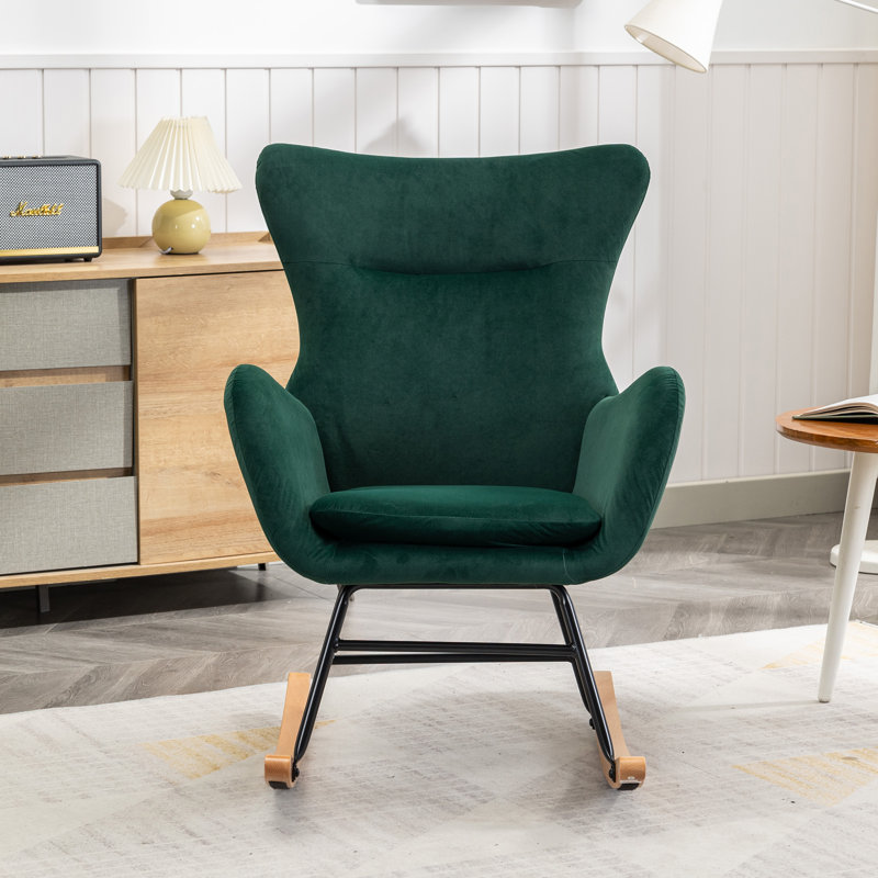 Chaise berçante Joury, Velours vert