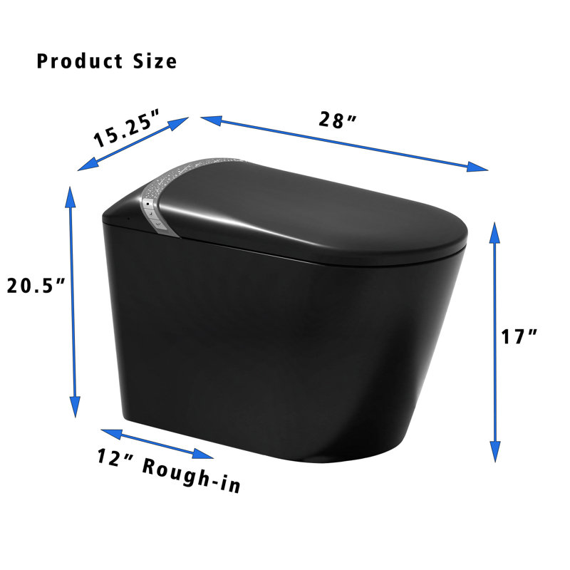 Yingze Smart Toilet with Bidet, Auto Foam Shield & Foot Flush – Tankless Heated Seat, Warm Air Dryer, LED Night Light, Self-Cleaning Nozzle, Modern One-Piece Toilet for Bathroom
