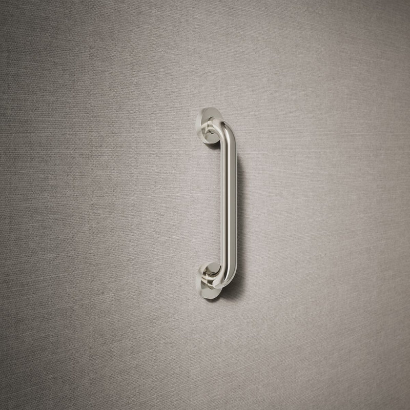 Barre d'appui contemporaine, L 12 po, Nickel poli éclatant