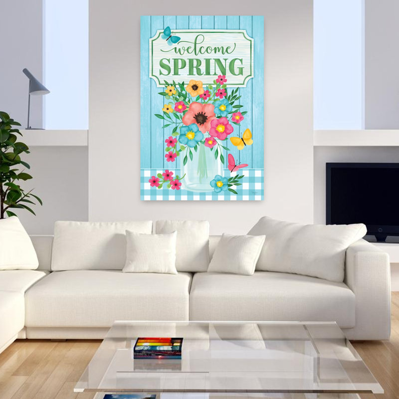 Welcome Spring Contemporary Spring Flower Art, 48" H x 32" W