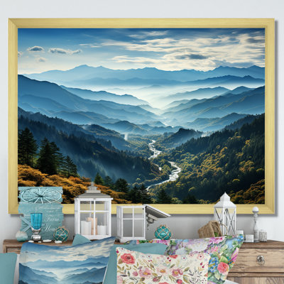 Blue Vistas Morning Mountain Peaks III - Landscape Mountains Wall Art
