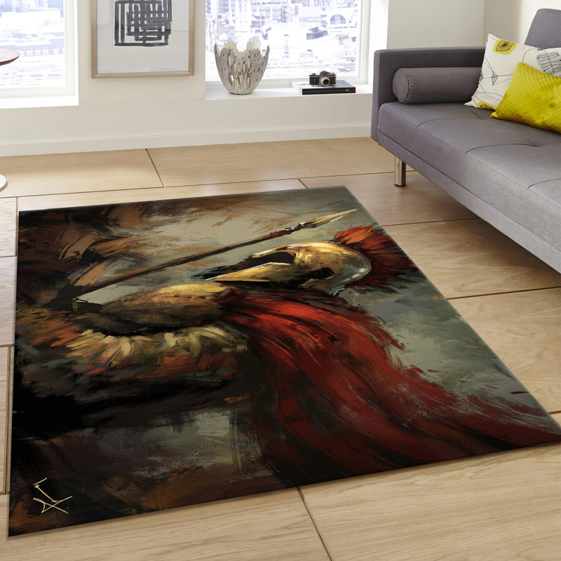 Tapis doux non tissé à motif géométrique complexe, idéal pour rehausser l'esthétique de tout espace de vie intérieur