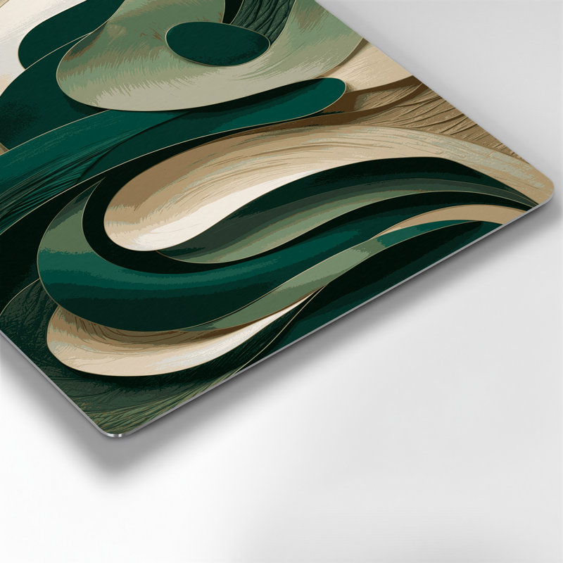 Art mural abstrait en métal vert 47, H 12 po x l 18 po