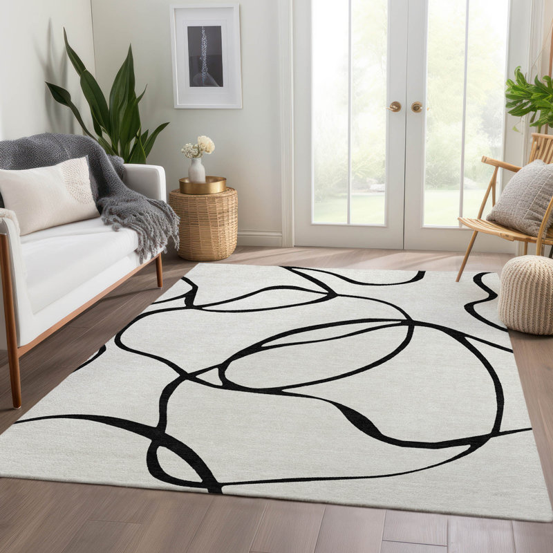 Premium Machine Washable Corum AMF999 Swirls Rug, Rectangle 9' x 12'