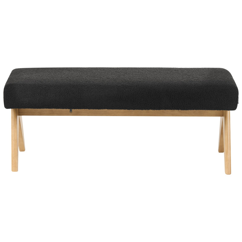 Bench Drumheller Boucle, Black, Light Yellow Wood