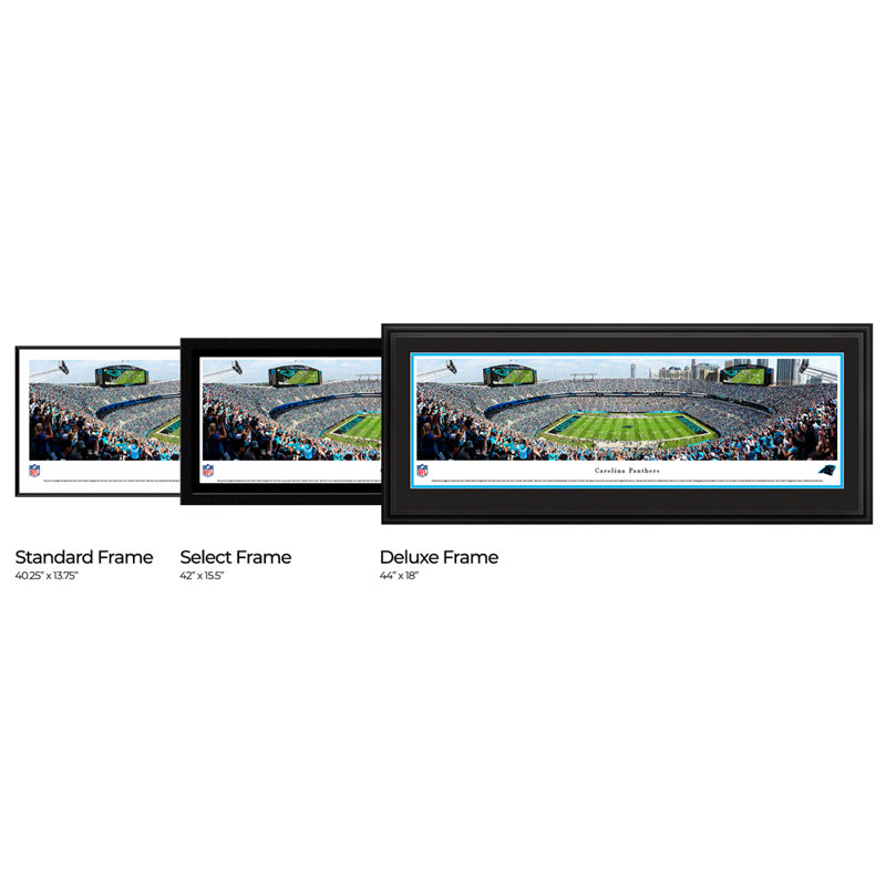 Impression panoramique de football Carolina Panthers, H 18 po x l 44 po x P 1,38 po, Cadre noir