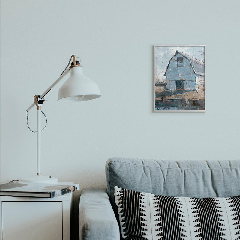 Abstrait blanc vieilli, architecture de ferme de grange par Ethan Harper - impression d'art graphique