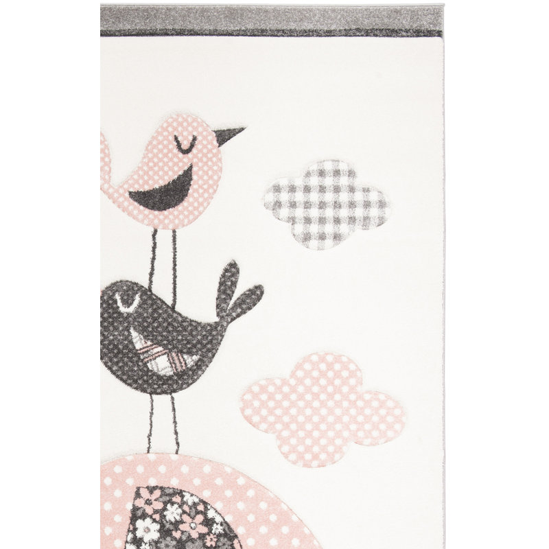 Tapis géométrique rose / ivoire Glantz, Carré 6 pi 7 po