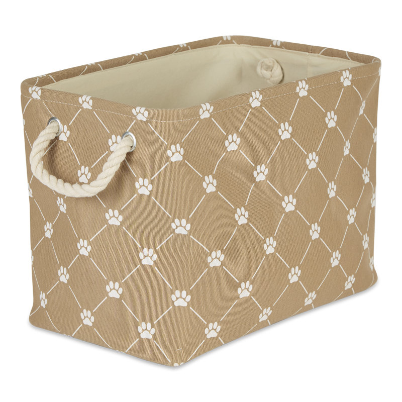 Gracie Oaks Fabric Decorative Bin, Taupe, 15" H x 12" W x 17.75" D