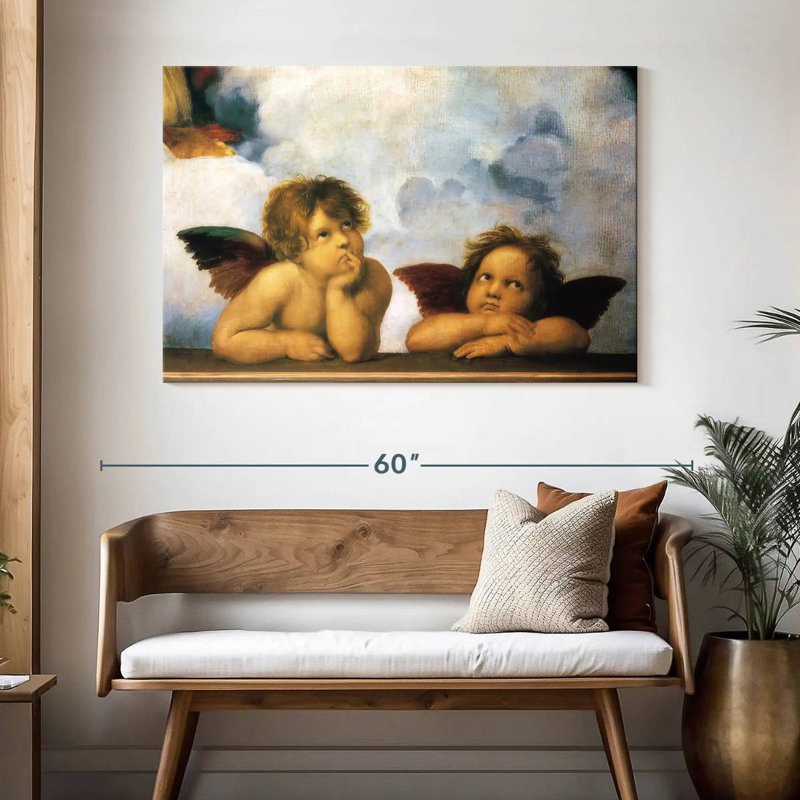 Détail de Putti de la Madone Sixtine, H 32 po x l 48 po