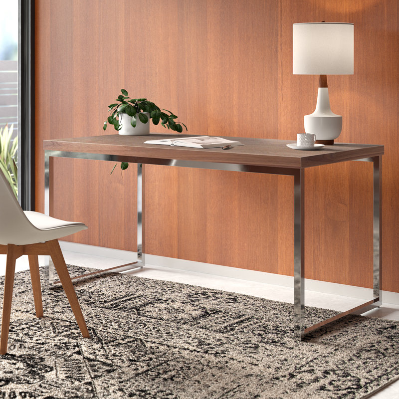 Adil Metal Base Writing Desk, Walnut