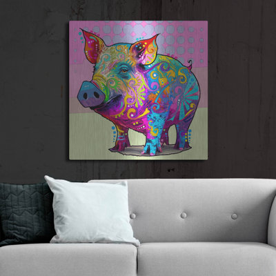 Red Barrel Studio® «Delighted Pig» par Dean Russo, art mural en métal